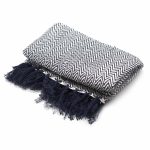 Boho Comfort Throws - Navy Zigzag